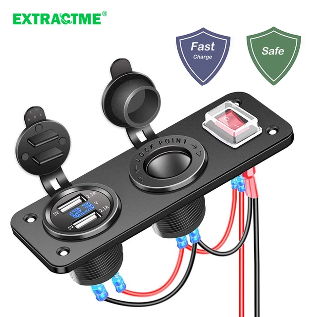 Toma de mechero de coche de 12 V, Cargador USB Dual, adaptador de corriente  3.1A divisor, Cargador rápido USB para motocicletas y barcos, adaptador -  AliExpress