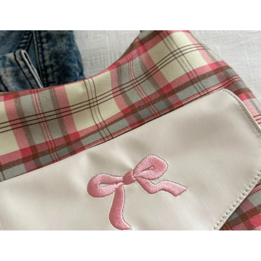 2024 summer niche new fashion college style Korean version personalized casual tote women's bow shoulder bag_voghion.com