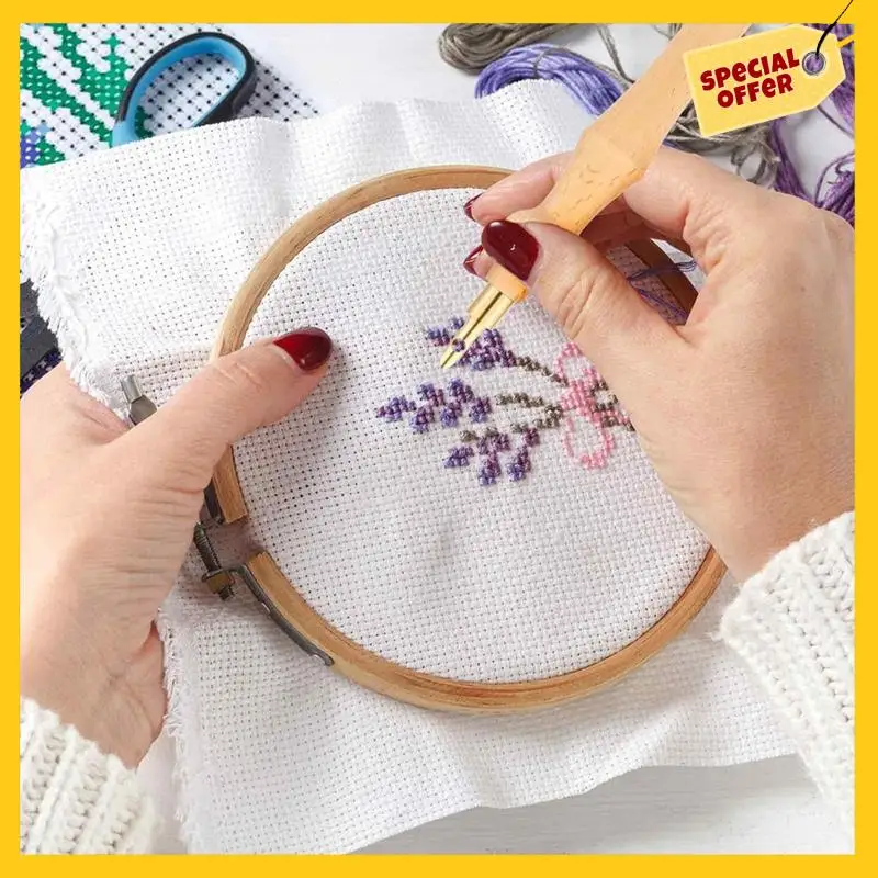 A45G-18 Pieces Punch Needle Set Adjustable Punch Needle Tool Set Adult Beginner Sewing Applique Decoration
