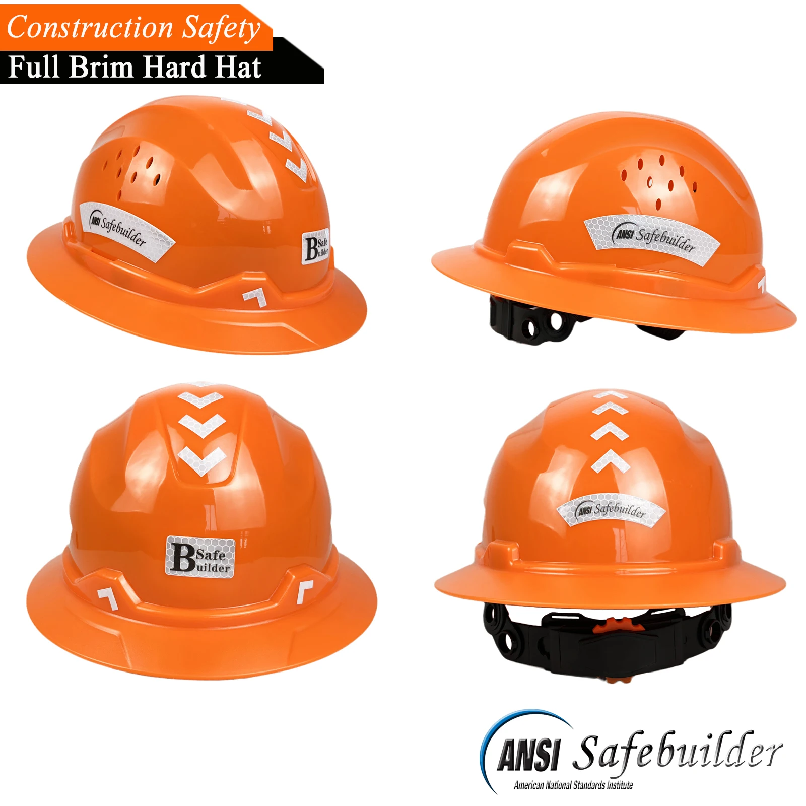 Sunshield Construction Work Cap, ANSI Aprovado, HDPE, 6 pontos ajustáveis, Novo