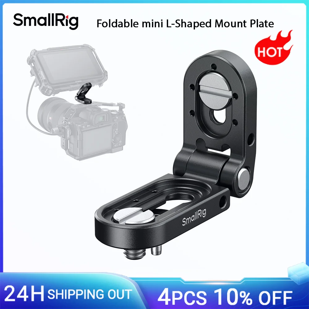 Smallrig dobrável mini placa de montagem em forma de l-para transmissores monitores ajuste de ângulo se encaixa 1/4 "-20 & 3/8"-16 rosqueado-md5712
