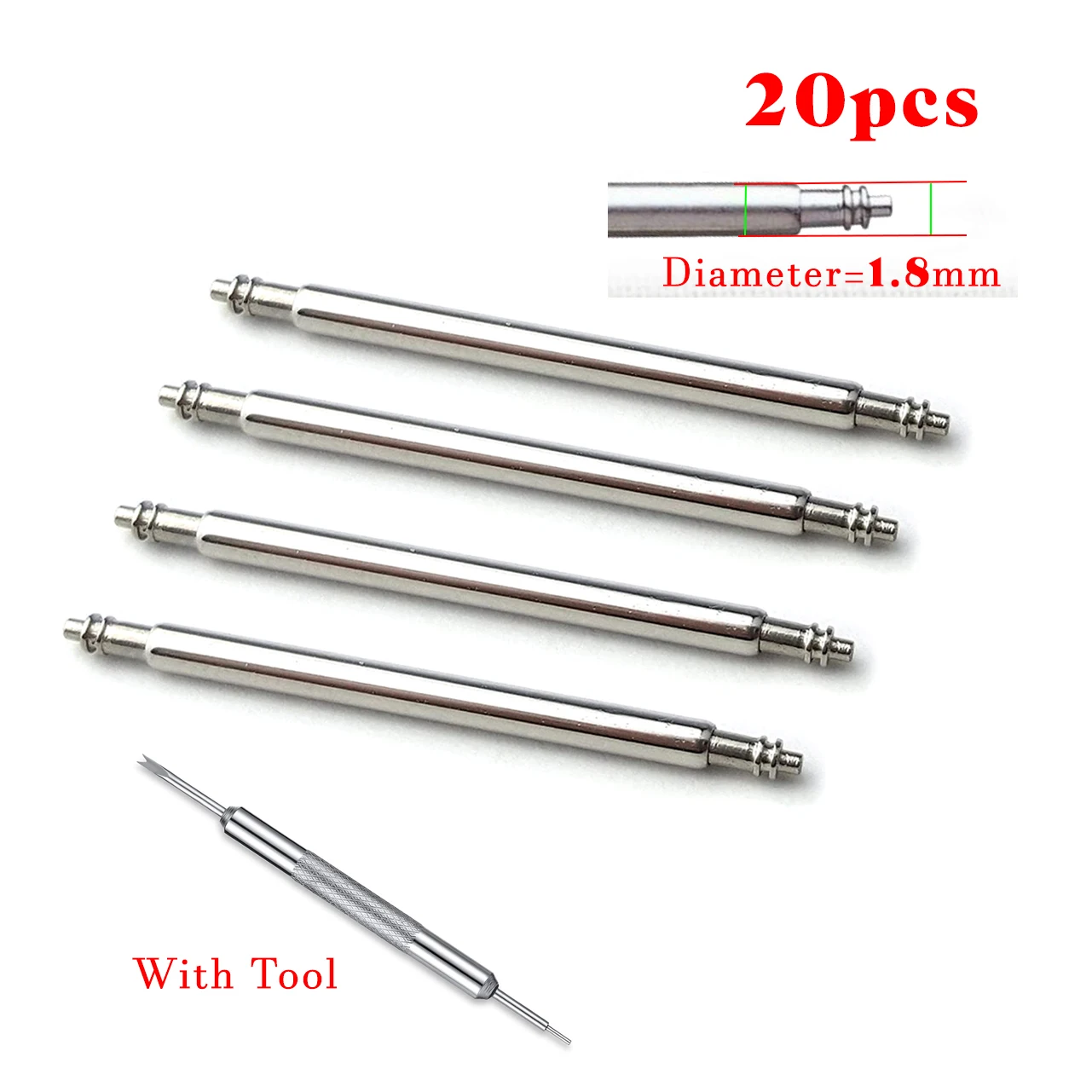20pcs Stainless Steel Watch Band Spring Bars Repair Kit