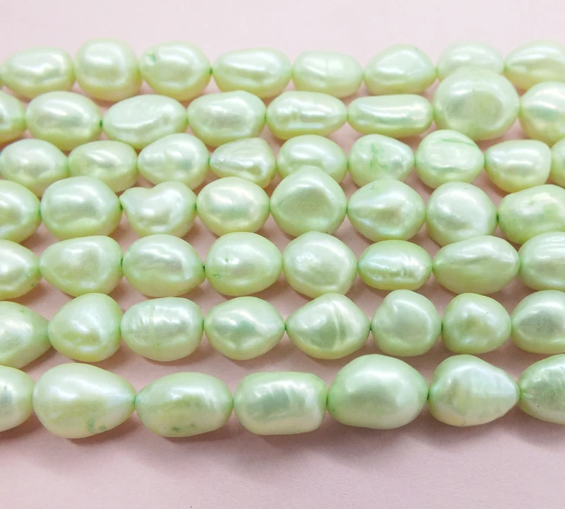 여성용 DIY 루즈 비즈, 럭셔리 주얼리, 녹색 바로크 양식 민물 진주 비즈, 7-8mm 천연 진주 비즈, 15 인치, 마지막 23 개/로트