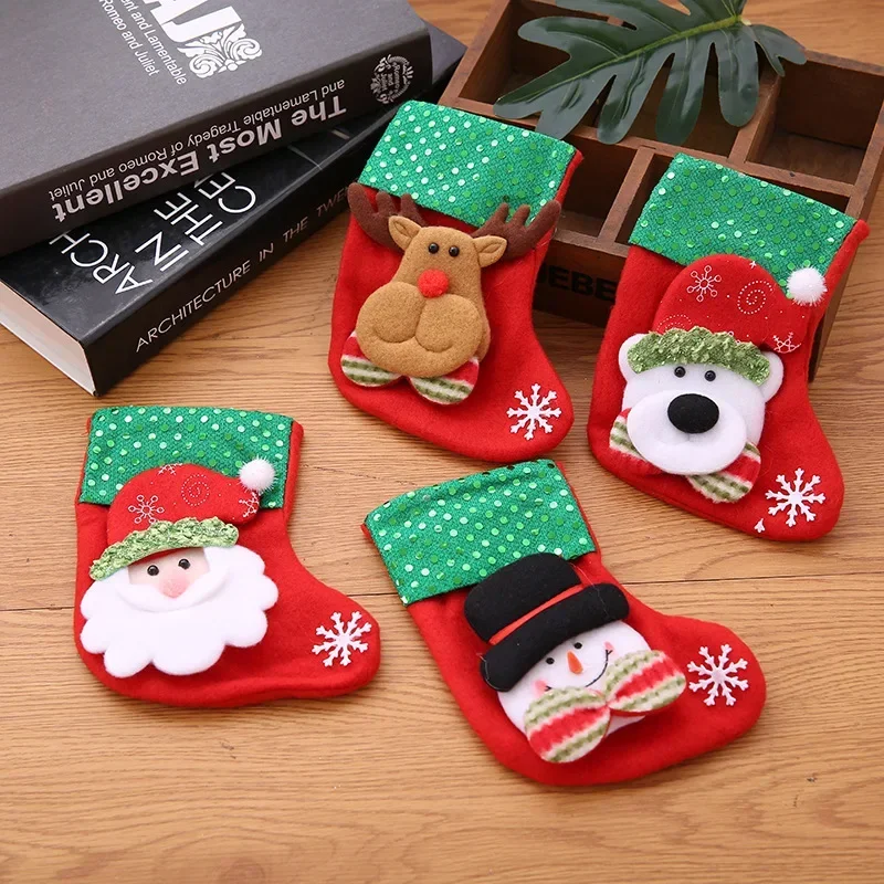 

Disney Christmas Stocking Gift for Kids Socks Candy Bag Pendant Santa Claus Snowman Elk Action Toy Holiday Decoration Xmas Gifts
