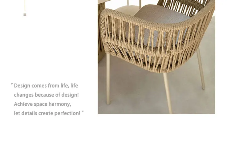 Description Picture 5 of itemNordic outdoor modern leisure villa courtyard dining table chair hotel terrace rattan weaving