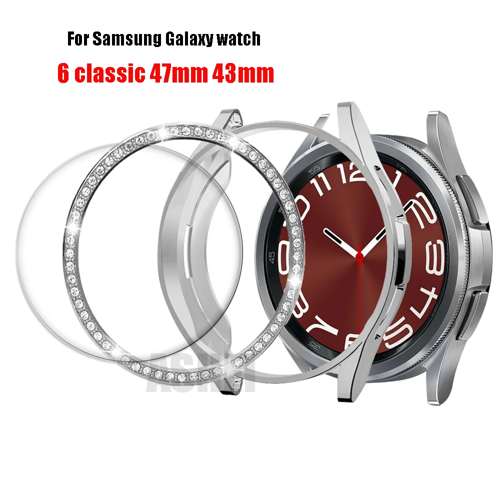 Per Samsung Galaxy Watch 6 Classic Case + Bezel + Screen Protector Watch 6 Classic 43Mm 47Mm Pellicola In Vetro Temperato Pc Bezel Loop