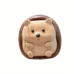 Crafts Hedgehog Wooden Sculpture - Creative Animal Figurine for Decorative Interior Accents (Wooden - 1PC)