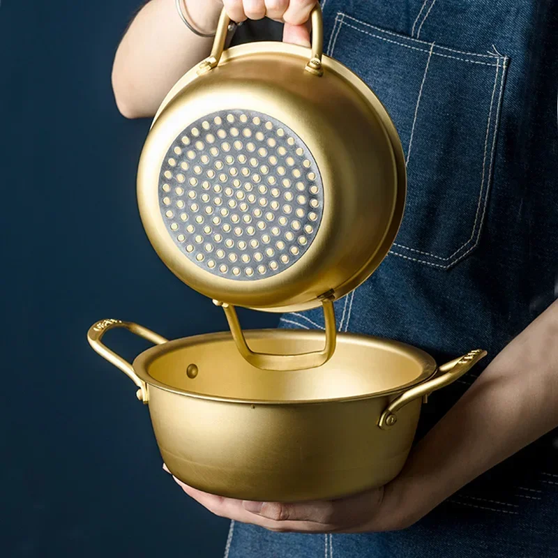 Instant noodles ramen pot cooking induction cooker yellow aluminum porridge pot binaural soup household gas instant noodles