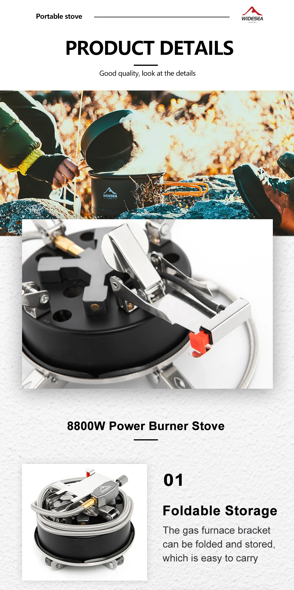 Description Picture 5 of itemWidesea Camping 5in1 Gas Stove Outdoor Big Power Burner Portable Folding Furnace Picnic Equipment Cooking Hiking Supplies