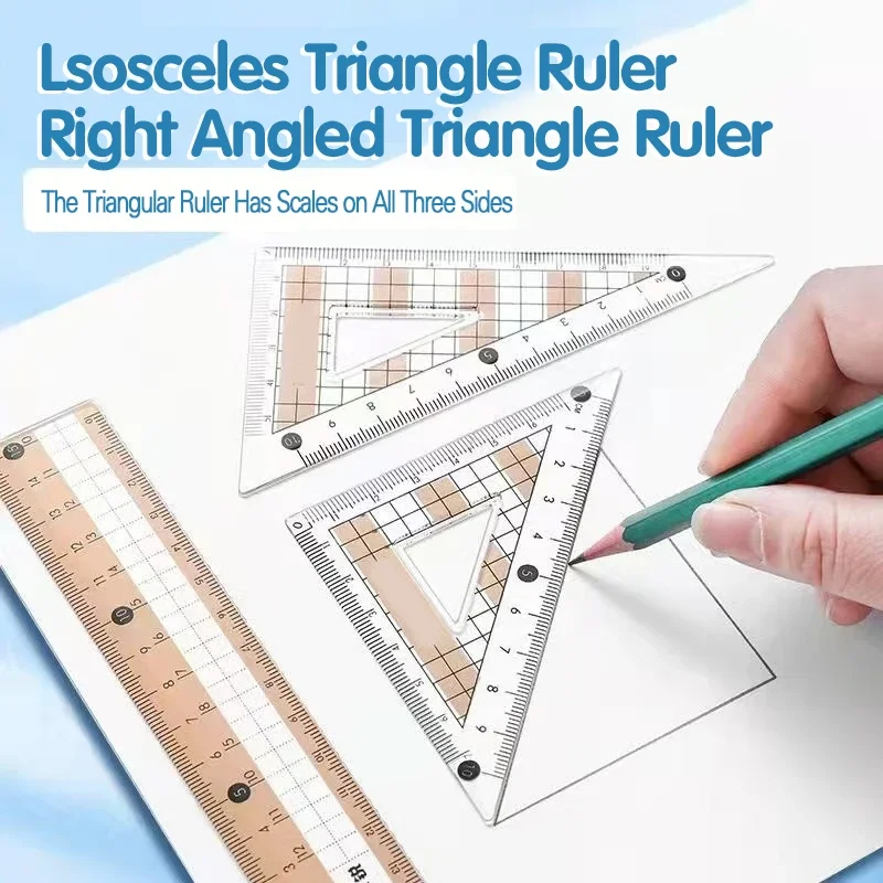 8-Piece Set of Measuring Rules for Students Including Compass Measuring Angle Ruler Triangular Ruler and Drawing Compl
