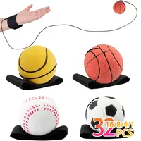 1-32PCS Elastic Hand Flick Ball with Wrist Strap PU Bouncy Ball for Kids Outdoor Fitness Exercise Hand Toss Ball Accessories