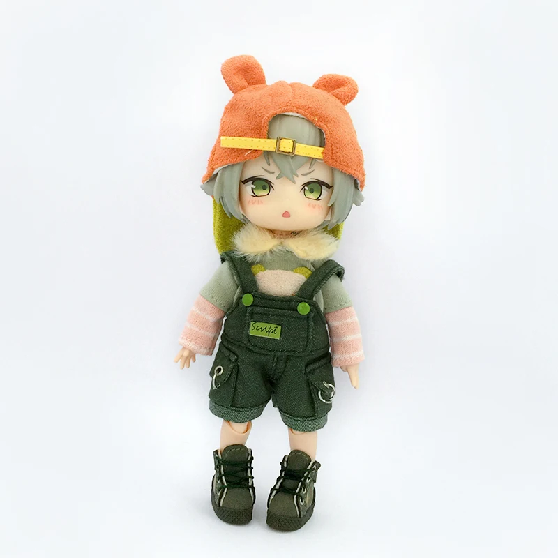 Ob11 Doll Bear Top Clothes Doll Animal Tongue Hat 1/12 Bjd Doll Green Strap Pants For Molly Gsc Ymy P9 P10 Body Uf Dolls 3