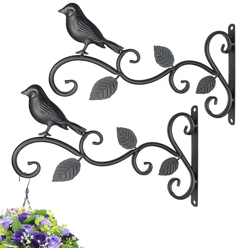 

Iron Hanging Bracket Wall Hook Plant Hanger for Bird Feeder Lanterns Flower Brackets Wind Chime Indoor Outdoor Decoration