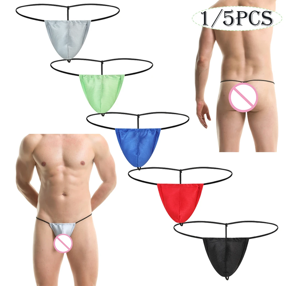 

FYXLJJ 1/5pcs Mini Briefs Men Sexy Penis Pouch G String Thongs Underwear Panties Jockstrap T Back Underpants Bikini Hombre Slips