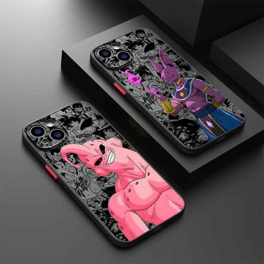 Dargon Ball Beerus Majin Buu Rückseite Handyhülle für iPhone 17 16 Pro Max 12 14 XS 17 Air 16e 11 15 Plus 13 Mini