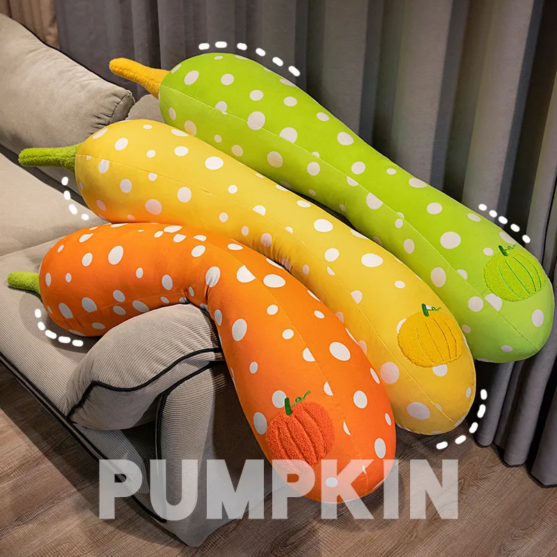 Creative Giant Long Round Dot Pumpkin Plush Pillow Soft Cartoon Stuffed Plant Dolls Leg Pillow Kawaii Room Decor for Girls Gifts burritos tortilla blanket giant round beach blanket