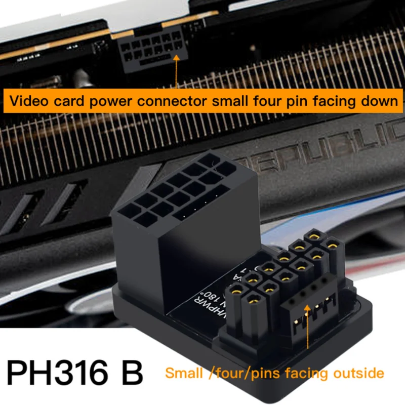 Nku PCIe5.0 Graphics Card ATX3.0 12VHPWR 600W Power Supply Cable Adapter 12+4Pin Male To Female 180 Degree Turn Connectors — view 2