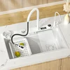 Waterfall Sink With Digital Display Kitchen Sink 304 Stainless Steel Modern Large Single Sink Bowl Wash Basin Kitchen Home 3