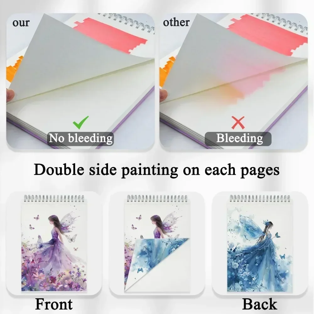9"x12" marker paper sketchbook, 120 GSM / 73 lbs alcohol marker paper, 100 hardcover sketchbooks 5