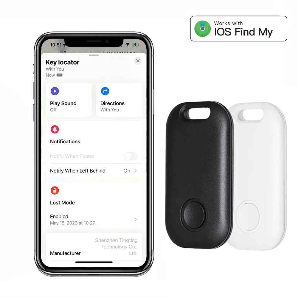 Mini GPS Tracker for IOS Smart Bluetooth-compatible GPS Locator Wallet Key Pets Finder Anti Lost Device Work with Find My APP