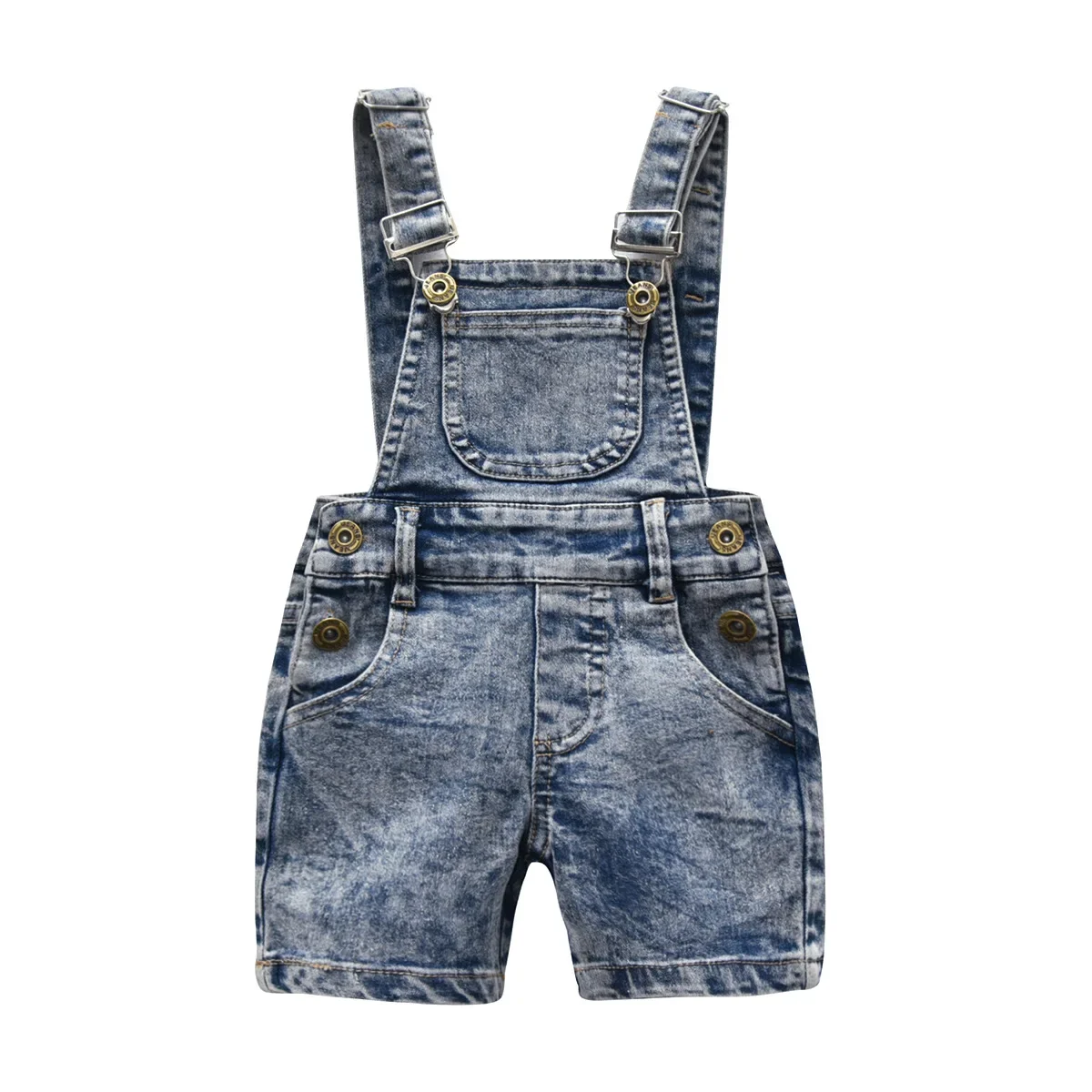 

2-11Y Kids Overalls Summer Baby Boys Girls Denim Jumpsuits Nickel Pants Solid Casual Thin Children Outfits Clothes Hw35