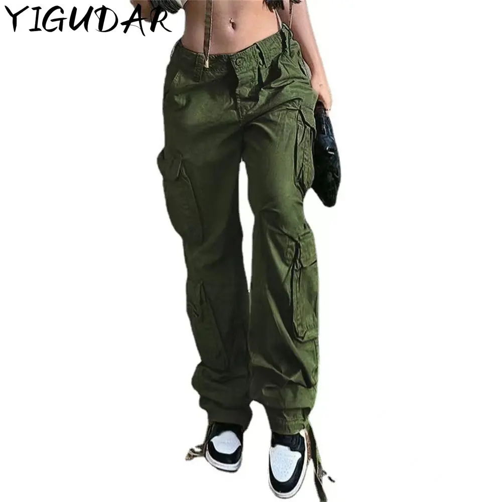 

2023 New Women's Clothing Street Hip-hop Style Low Waist Fashion Trend Tooling Denim Trousers Casual Pants
