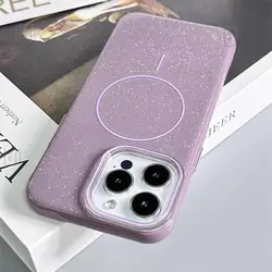 Sparkling Starry Sky Magnetic Shiny Bling Phone Case with Wireless Charging Support - iPhone 12 Pro Max (Purple)