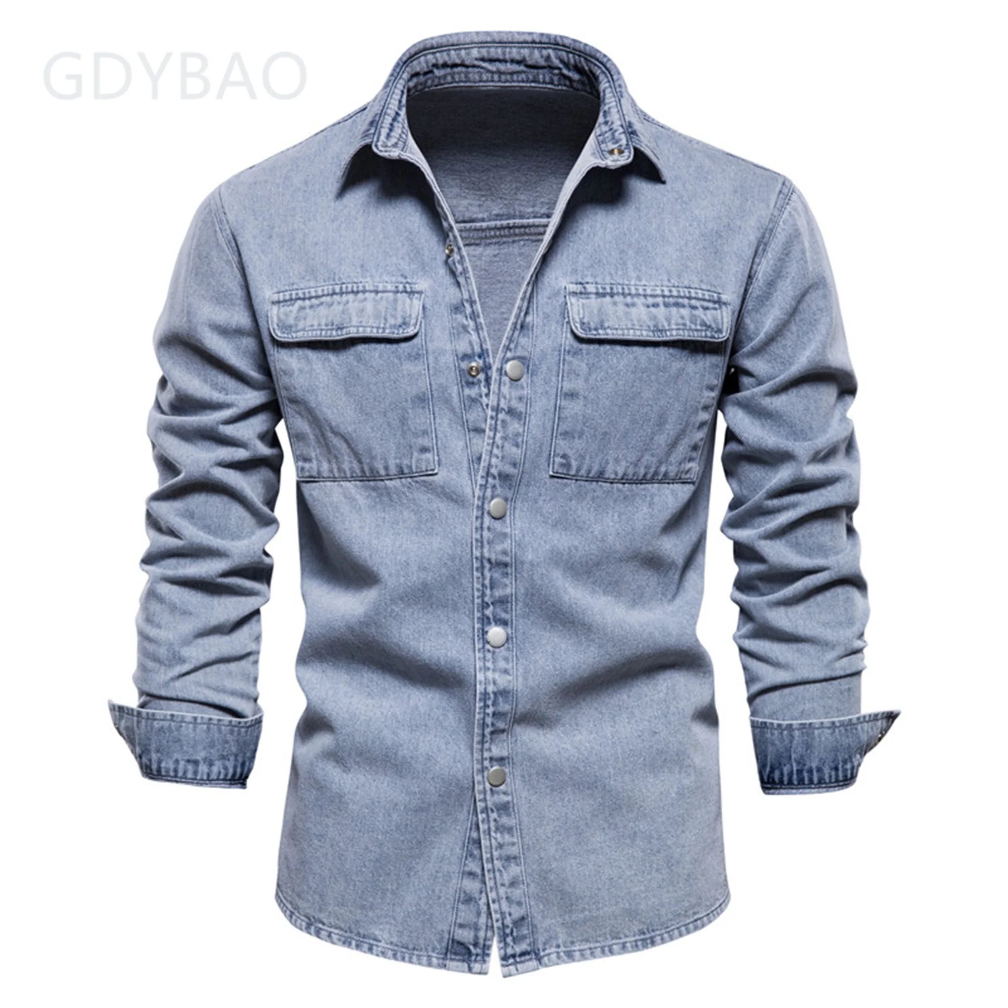 Premium Double Pocket Denim Shirt For Men - Evilato