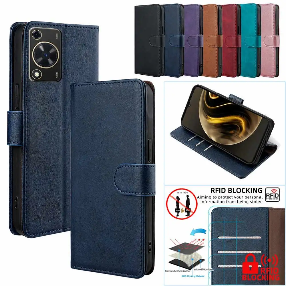 Magnetic Buckle Leather Wallet Case - Full Protection Cover