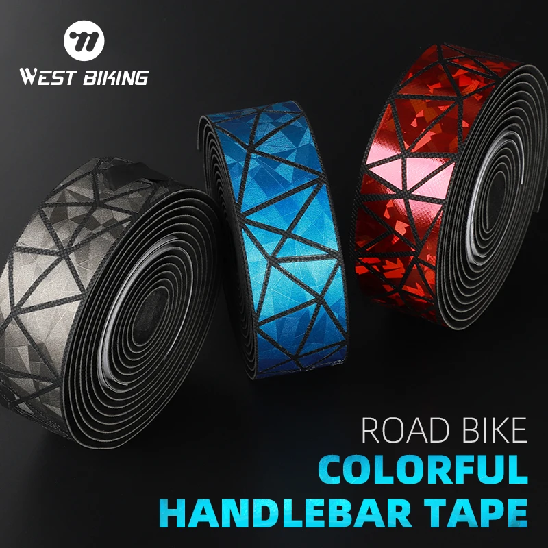 Bike Handlebar Tape WEST BIKING Road Bicycle Soft Handlebar Tape PU+EVA Anti-slip Bike Handlebar Tape Shock Absorption Cycling Wrap End Plug
