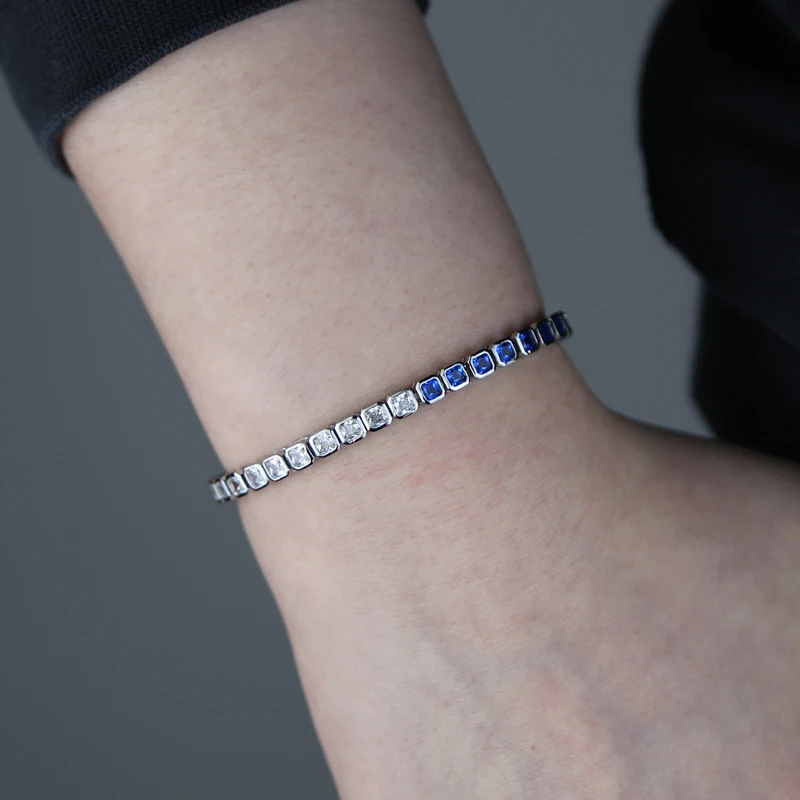 New Round Square Heart CZ Tennis Bracelets for Women Pave Multicolor Zircon Rose Gold/Platinum/Gold Plated Color Fashion Jewelry