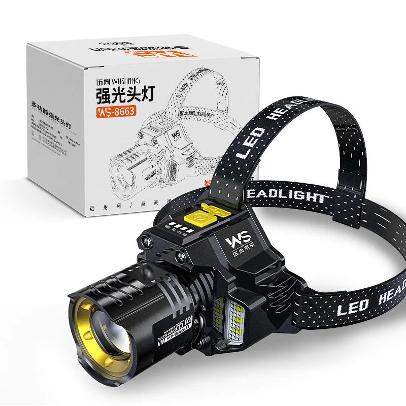 פנס ראש עוצמתי עם חיישן תנועה LED, פנס ראש COB נטען 18650, עוצמה גבוהה 1200LM IPX4 עמיד למים לדיג וקמפינג