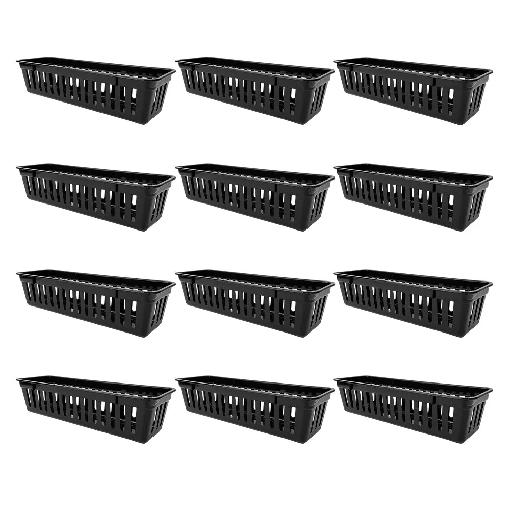 12Pcs 플라스틱 책상 주최자 보관 바구니 연필 크레용 홀더 교실 사무용품 주최자 연필 바구니