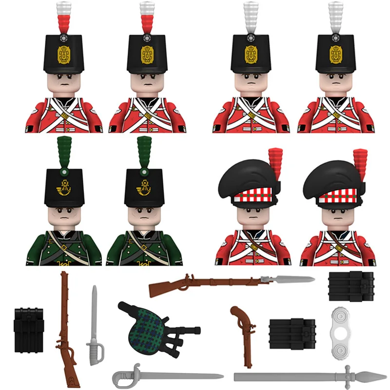 

Military Building Blocks Solider Figures Toy Gift Weapon Guns Napoleonic Wars British Highland bagpiper France Eragon Army Toys