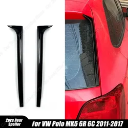 2Pcs Gloss Black Car Rear Window Side Spoiler Body Kit Diffuser Tail Fin For VW Polo MK5 6R 6C 2011-2017 Trunk Splitter Canard