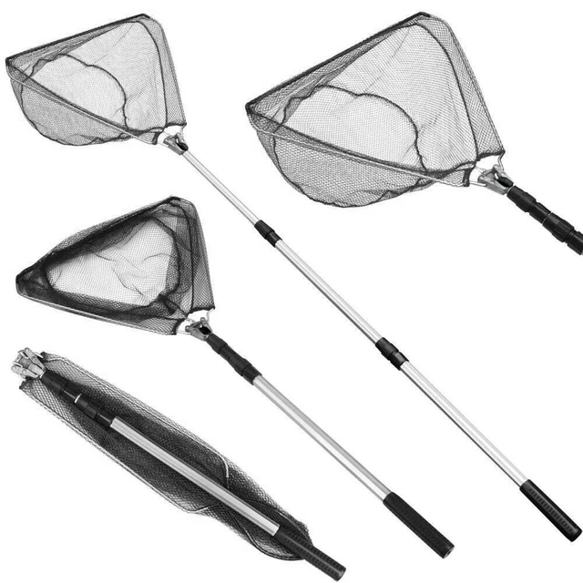 Telescoping Fishing Net Long Handle Fly Fishing Pole Telescopic