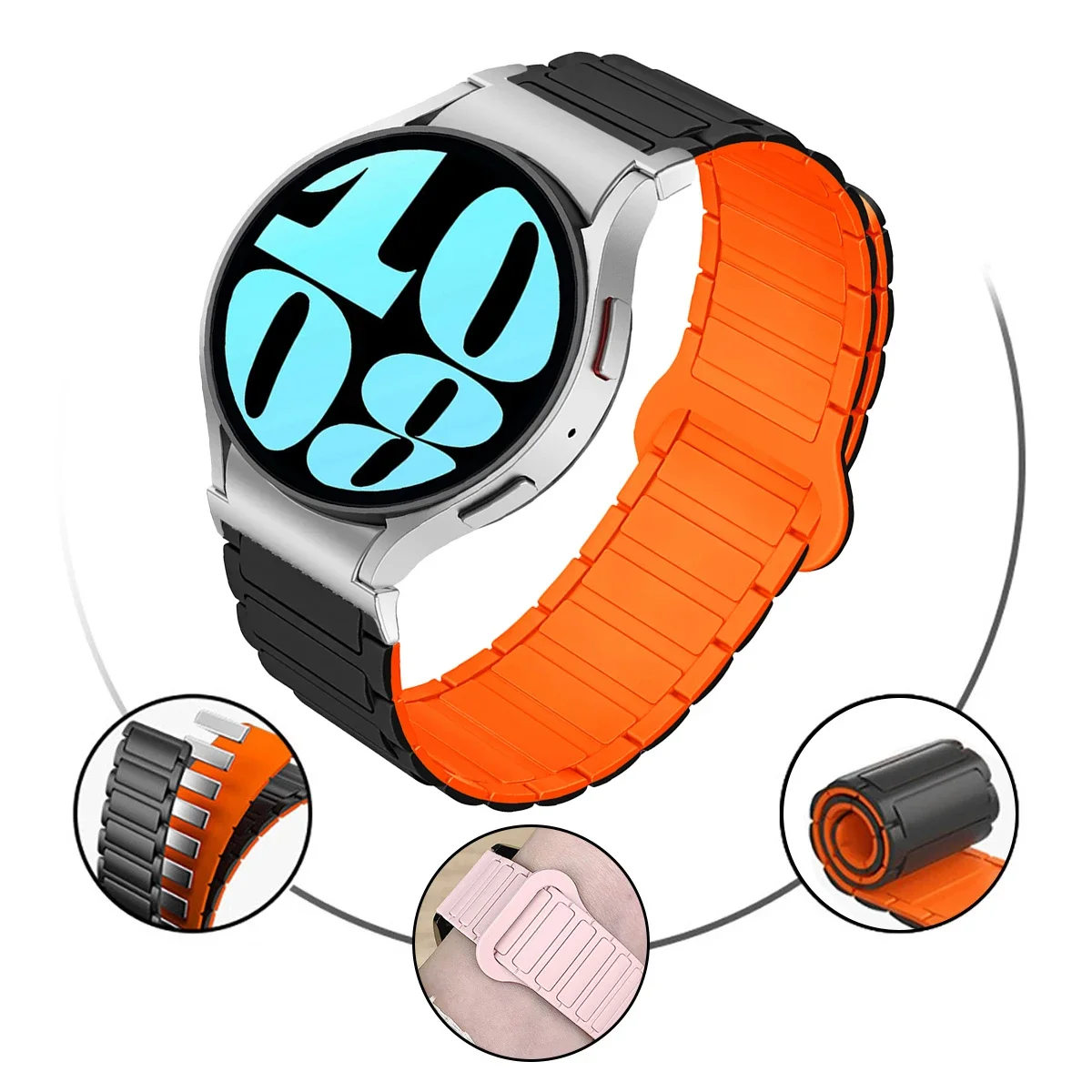 Magnetic Loop Silicone Watch Band - Universal 20mm Strap