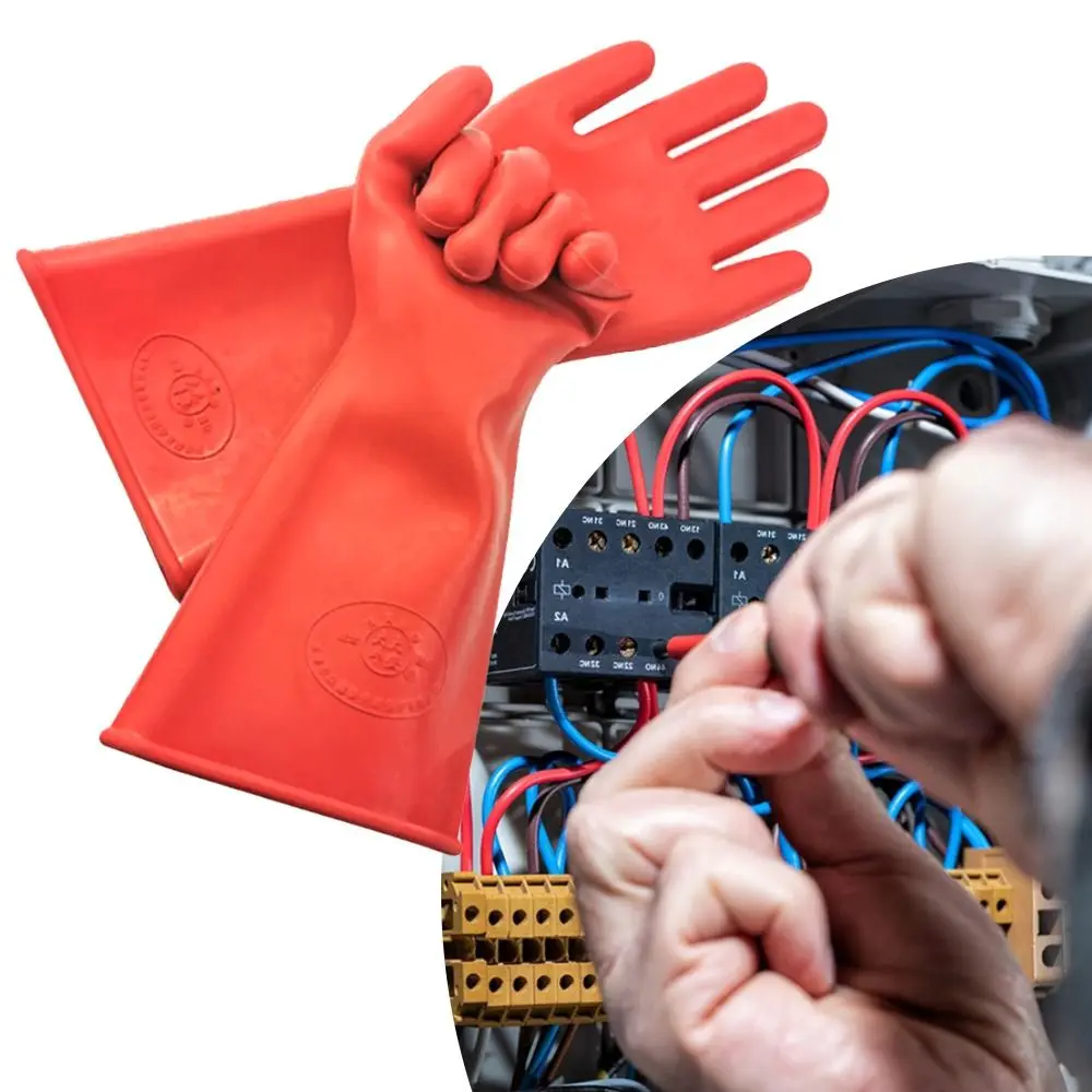 5KV Electrician Insulating Gloves Red Rubber Protective Gloves Insulating Gloves