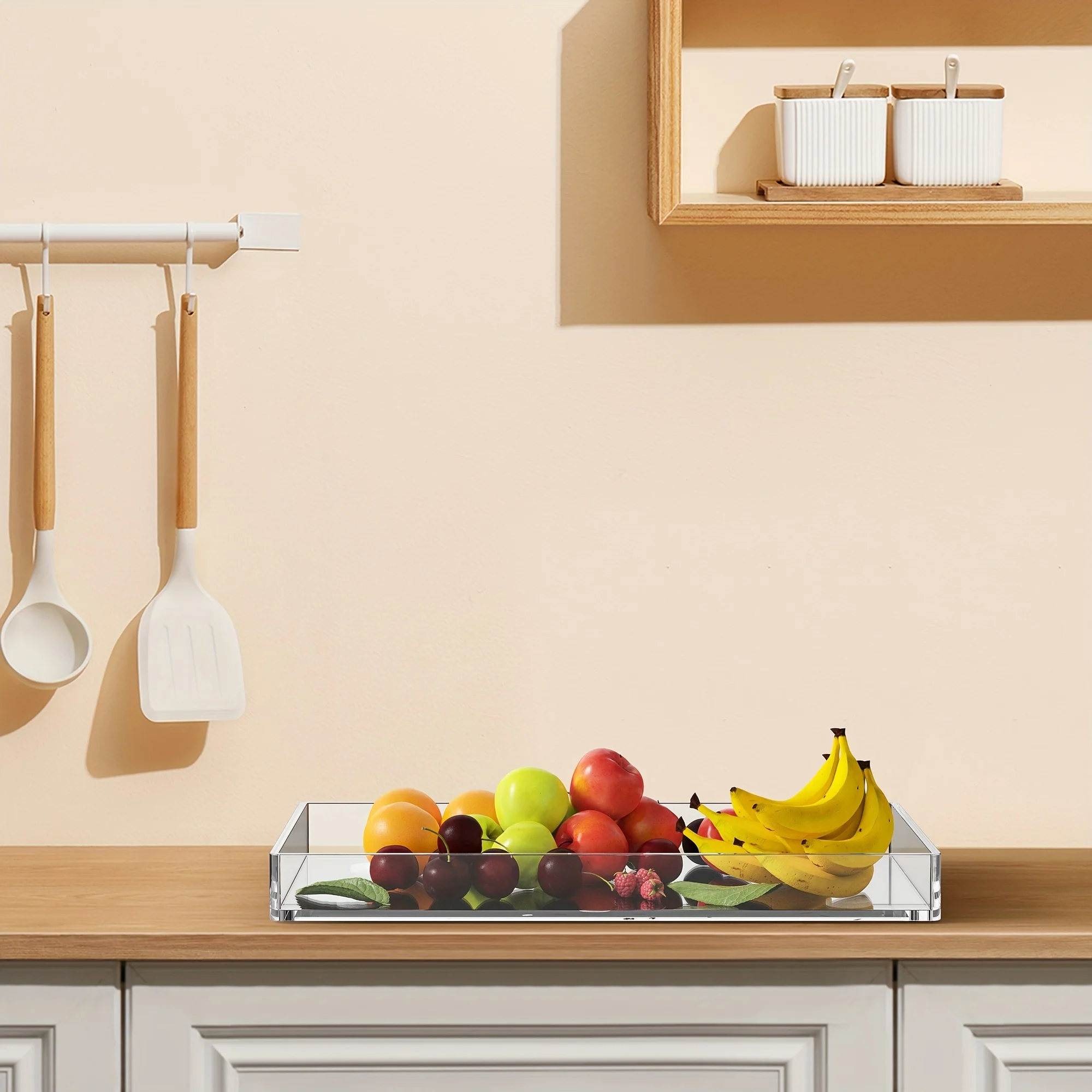Acrylic Rectangular Transparent Tray For Makeup Washing Storage Kitchens Fruits Snacks And Various Uses storage tray