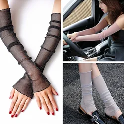 Lace UV Thin Bike Breathable Cycling Gloves Women Summer Sun Protection Long Sleeves Chiffon Driving Sunprotective Sleeve 6Color