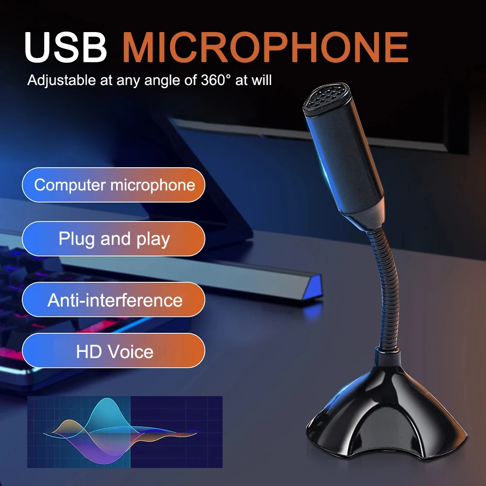 USB Wired Microphone For Laptop Computer Noise Reduction Microphone Studio Singing Gaming Streaming Mikrofon With Stand Mic