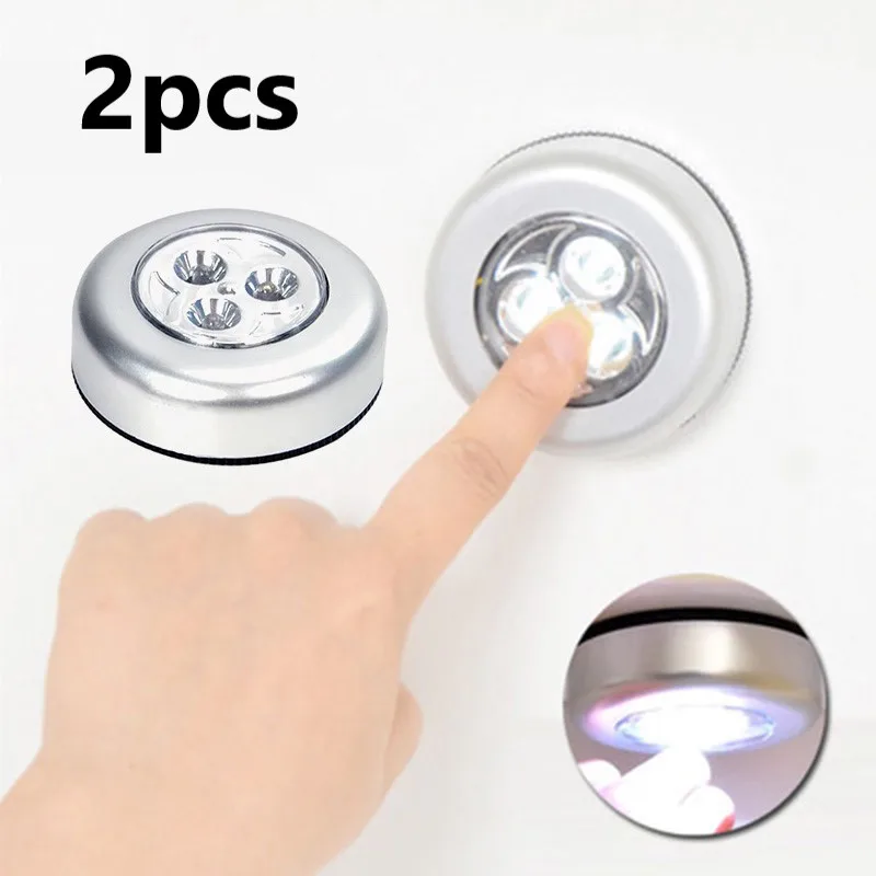 Car Lights Touch Lamps 3-led Touch Lamps Button Spot Lights Energy Saving LED Self-Stick On Click Battery smart light switch