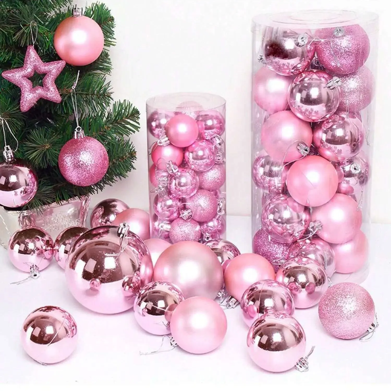 24pcs 4cm mini pink gold silver Christmas hanging ball Christmas tree home decoration hanging ball 1