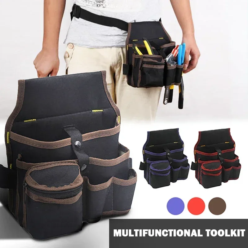 Tool Bag Multifunctional Tool Storage Pouch Belt Electrician Toolkit Drill Waist Bag Wrench Screwdriver Hardware Organizer