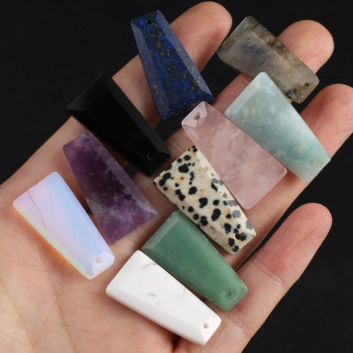 12 PCS Trapezoidal Pendant Jewelry Making DIY Natural Semi precious Stone Necklace Earrings Accessories Gift Wholesale Price