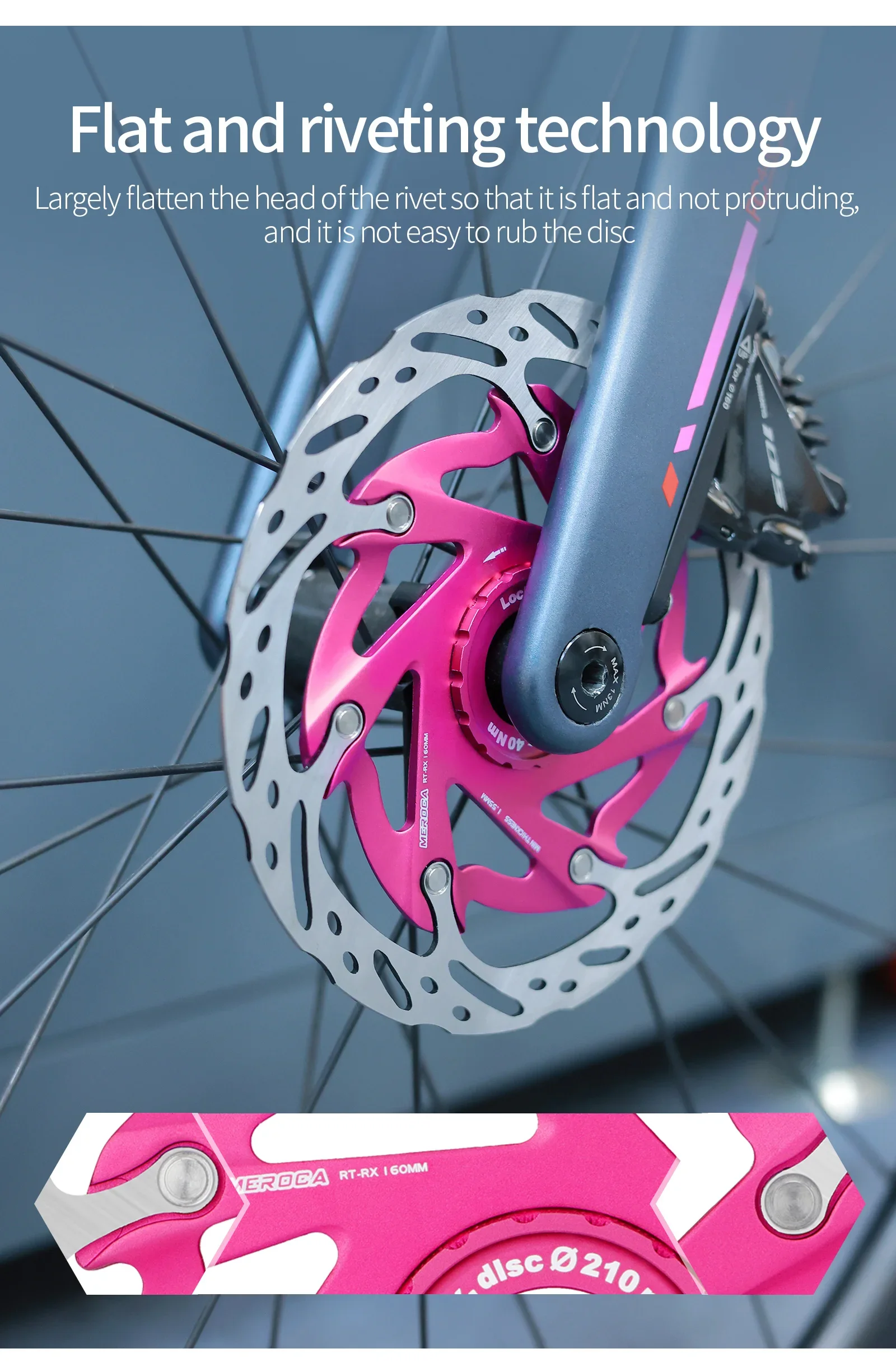 MEROCA XR Ultraleichter Fahrrad-Mittelsperrrotor 140 mm/160 mm für Mountainbike und Rennrad-Scheibenbremse mit Wärmeableitung – Detail 7