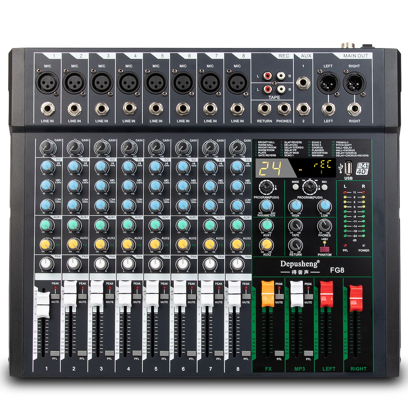 Professional 8-Channel Mixer Newest 99 Dsp Professional Digital Audio Mixer Blueteeth Balanced For Stage Performance