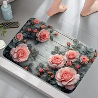 1 floral soft and comfortable kitchen mat, suitable for doorsteps, kitchens, dining rooms, bedroom carpets, bathrooms, bedroom d