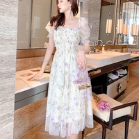 2026 Summer White Chiffon Long Dress Casual Floral Party Dress Elegant Short Sleeve Fairy Dresses for Women Sweet Beach Clothing - Image 6