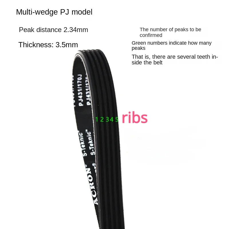 Pj Geribbelde Riem 335j 340j 345j 350j 355j 360j 365j 370j 375j 380j 385j 390j 395j Loopband Transportband 378j